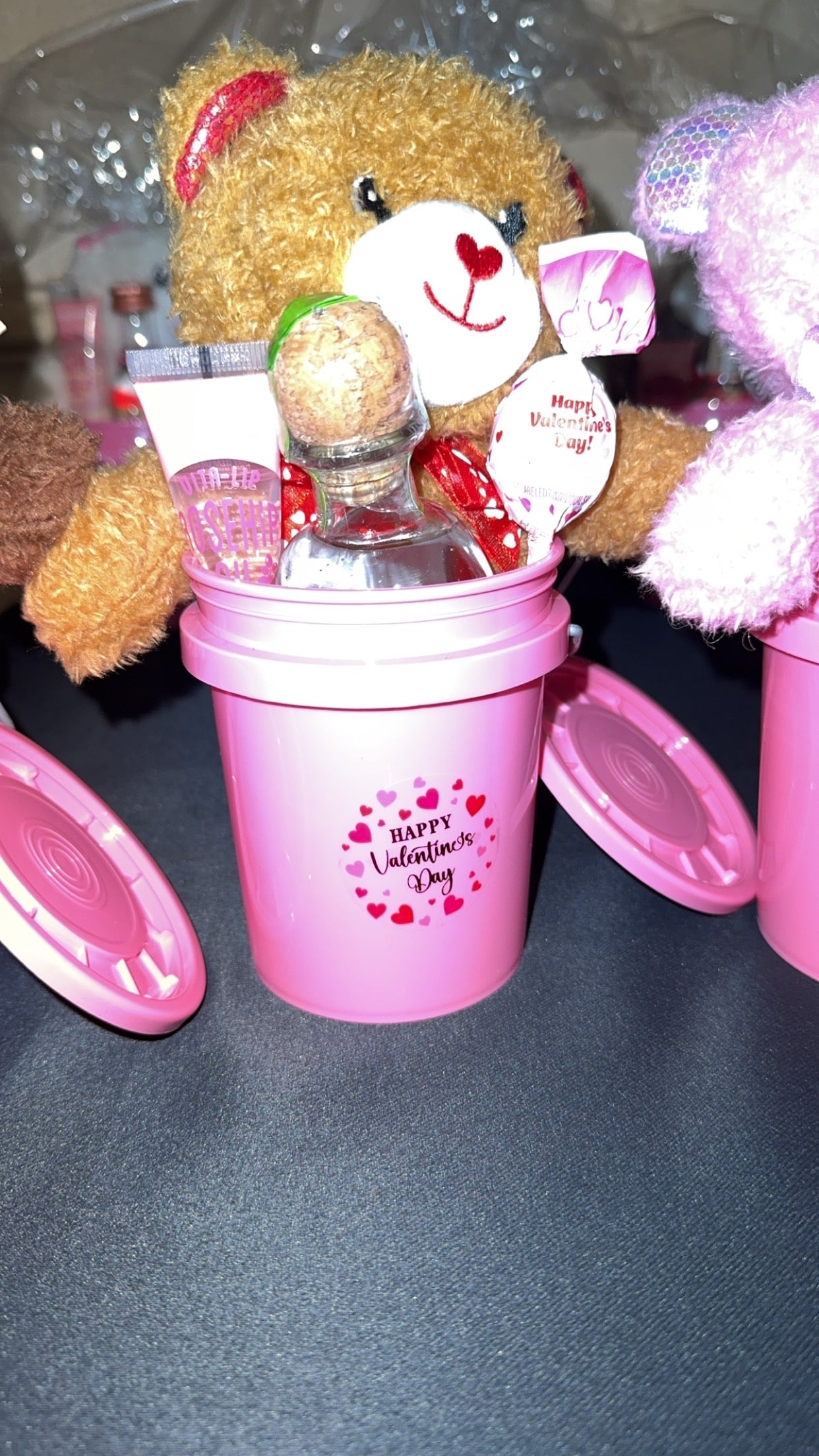 Snuggles and Shots Valentines Bucket