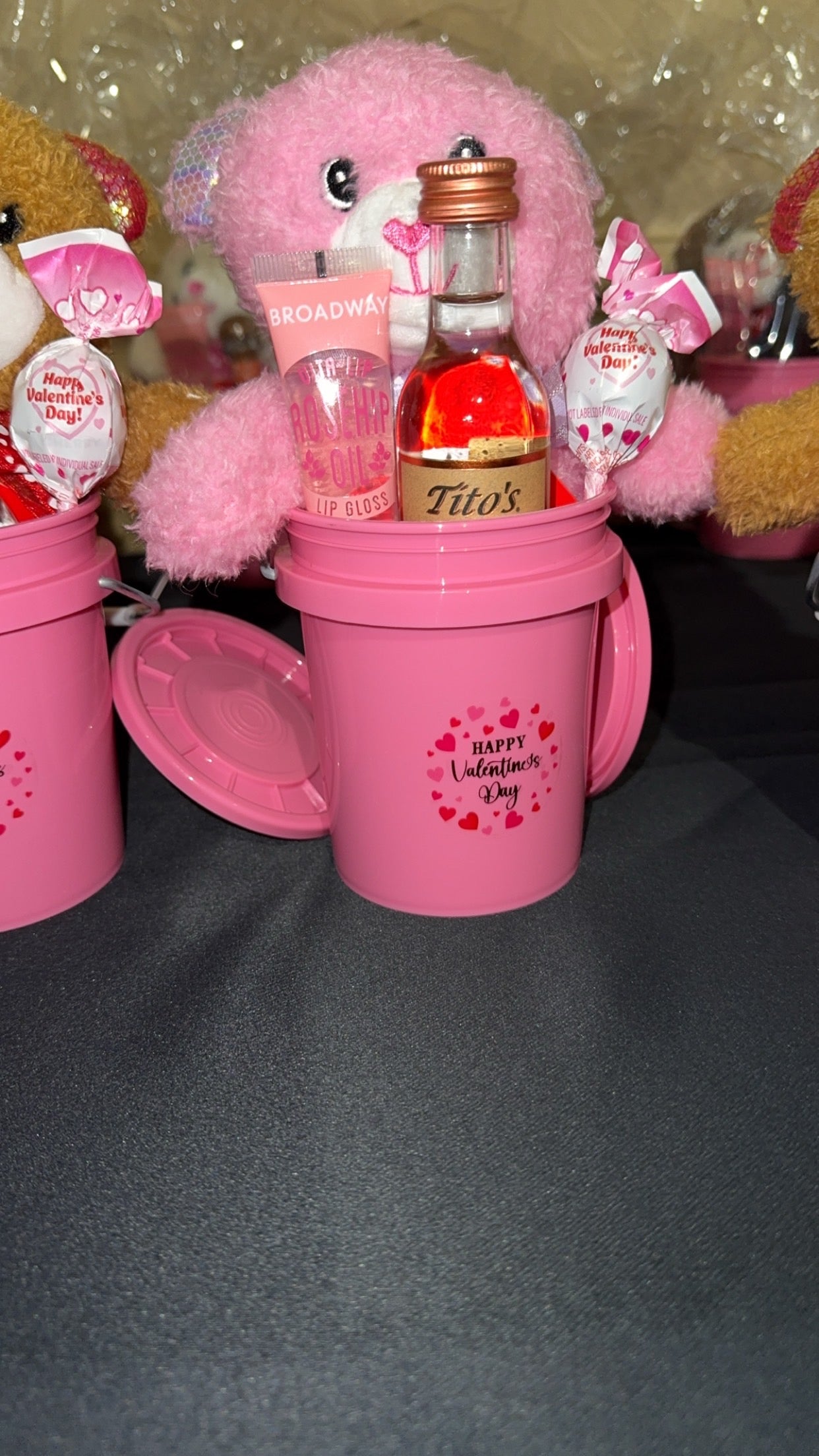 Snuggles and Shots Valentines Bucket