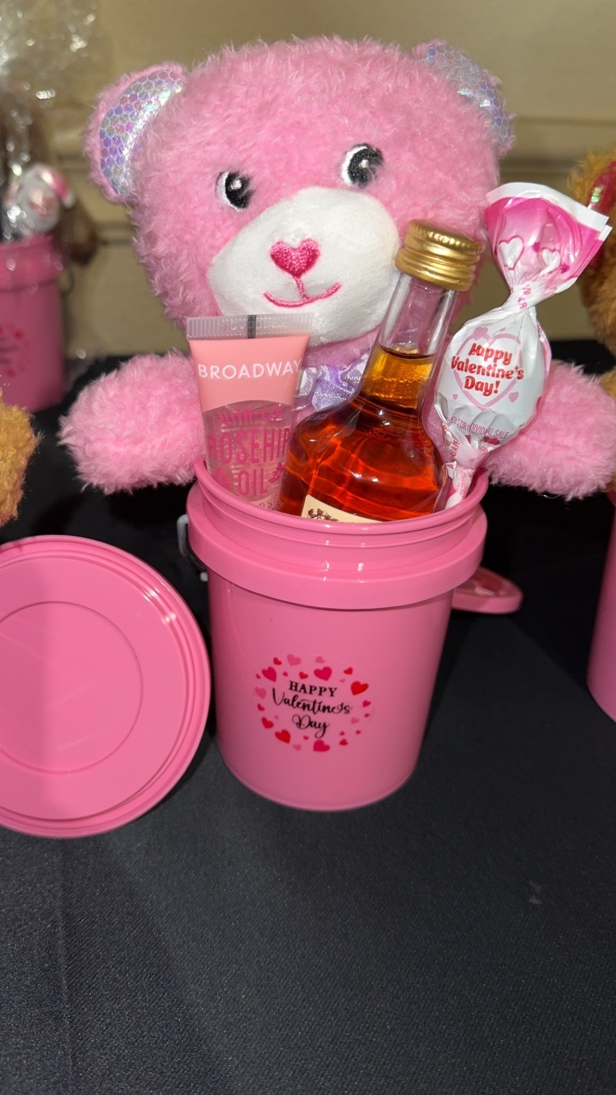 Snuggles and Shots Valentines Bucket